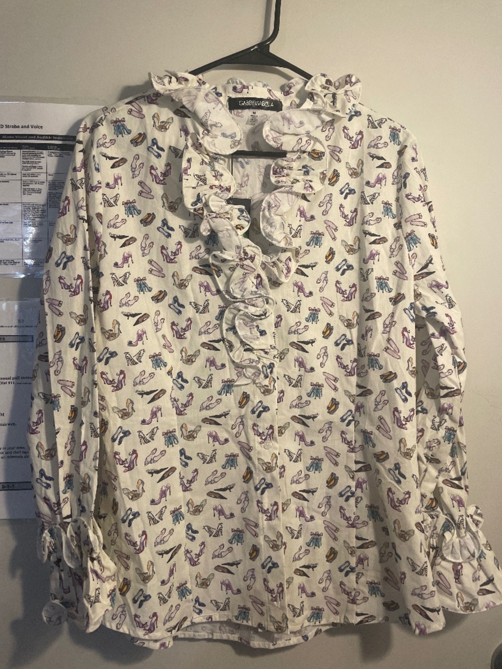 Gabby Isabella shoe print button up shirt